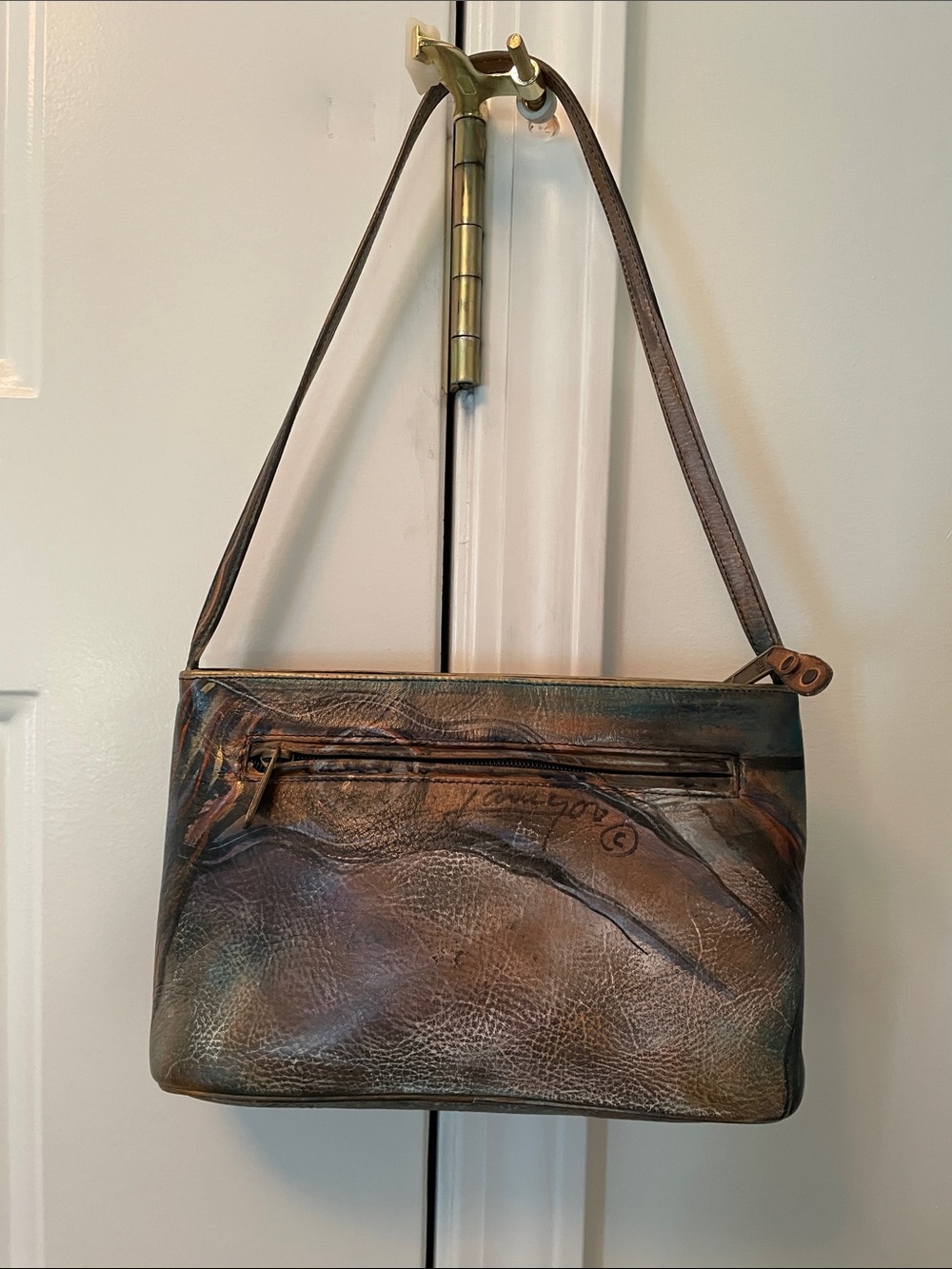 Jane Yoo Multi-Tone Brown Leather Shoulder Bag